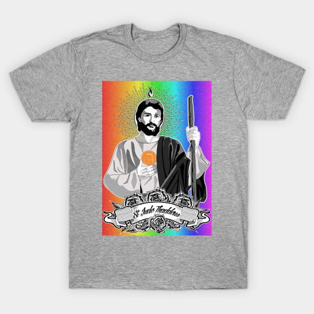 ST. JUDE THADDEUS - RAINBOW BACKGROUND T-Shirt by Obedience │Exalted Apparel